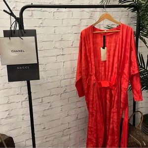 Johanna Ortiz Tie Front Satin Maxi Dress